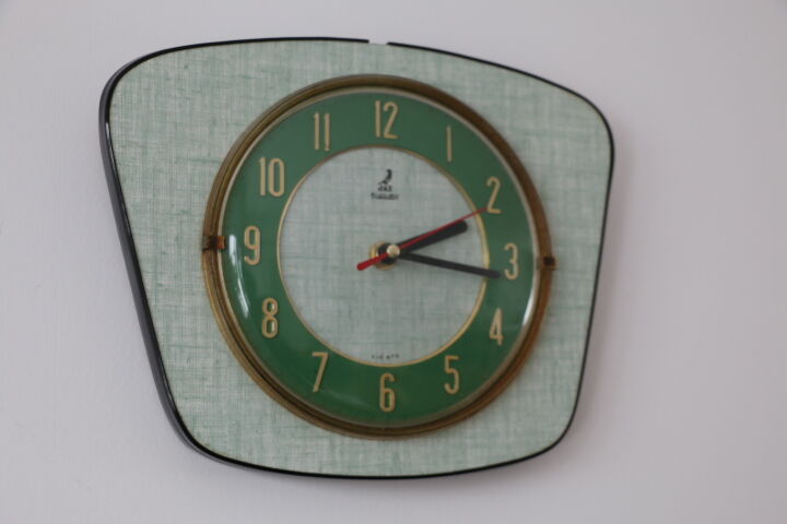 JAZ green formica wall clock