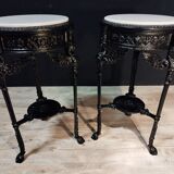 Pair of cast iron pedestal tables XIXth
