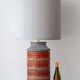 Lampe de table en céramique Bay Keramik Mid-Century moderne surdimensionnée, abat-jour en soie neuve