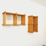 Pair of vintage pine wall shelves, from the 80s
