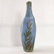 Vase vintage en céramique bleue 1960