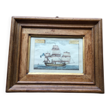 Marine watercolour on vellum paper in an antique wooden frame.
