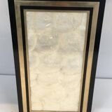 Large lamp in black lacquered wood, gilding and mother-of-pearl. French work. Circa 1970