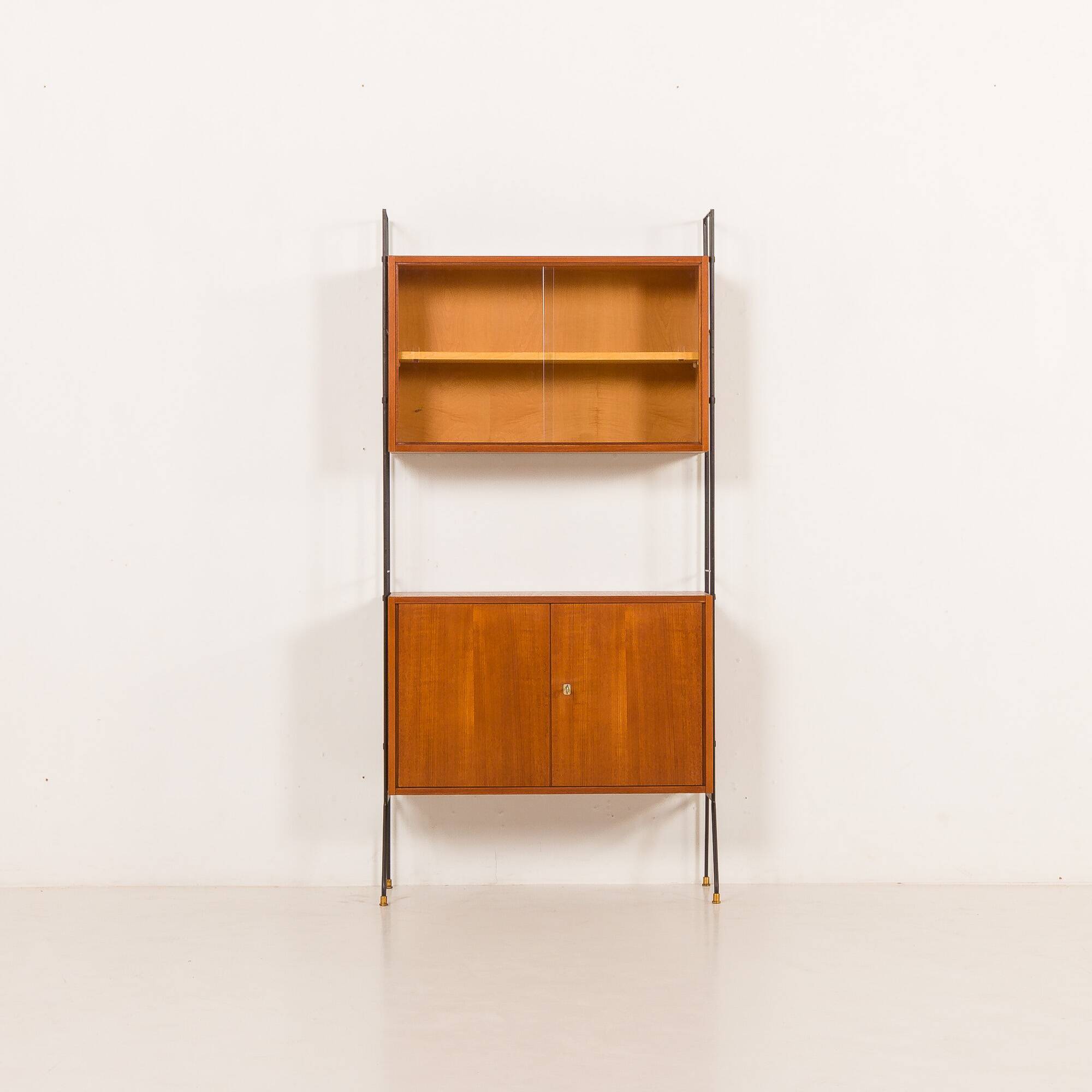 Italian mid-century free standing wall unit with a display cabinet, 1960s