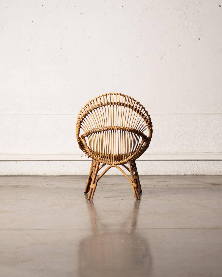 Bonacina style rattan armchair, 1960