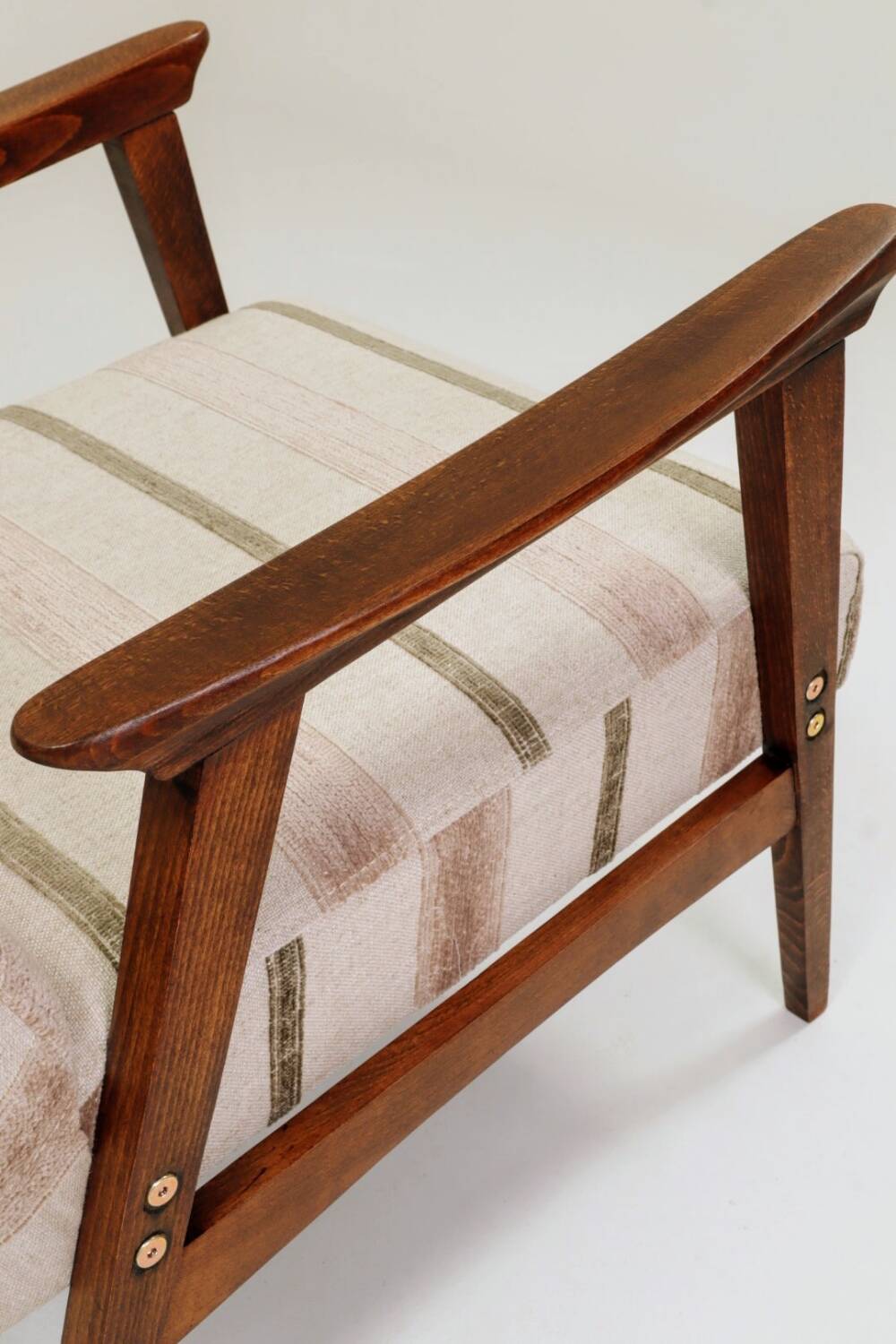 Fauteuil vintage style scandinave lin naturel 1970