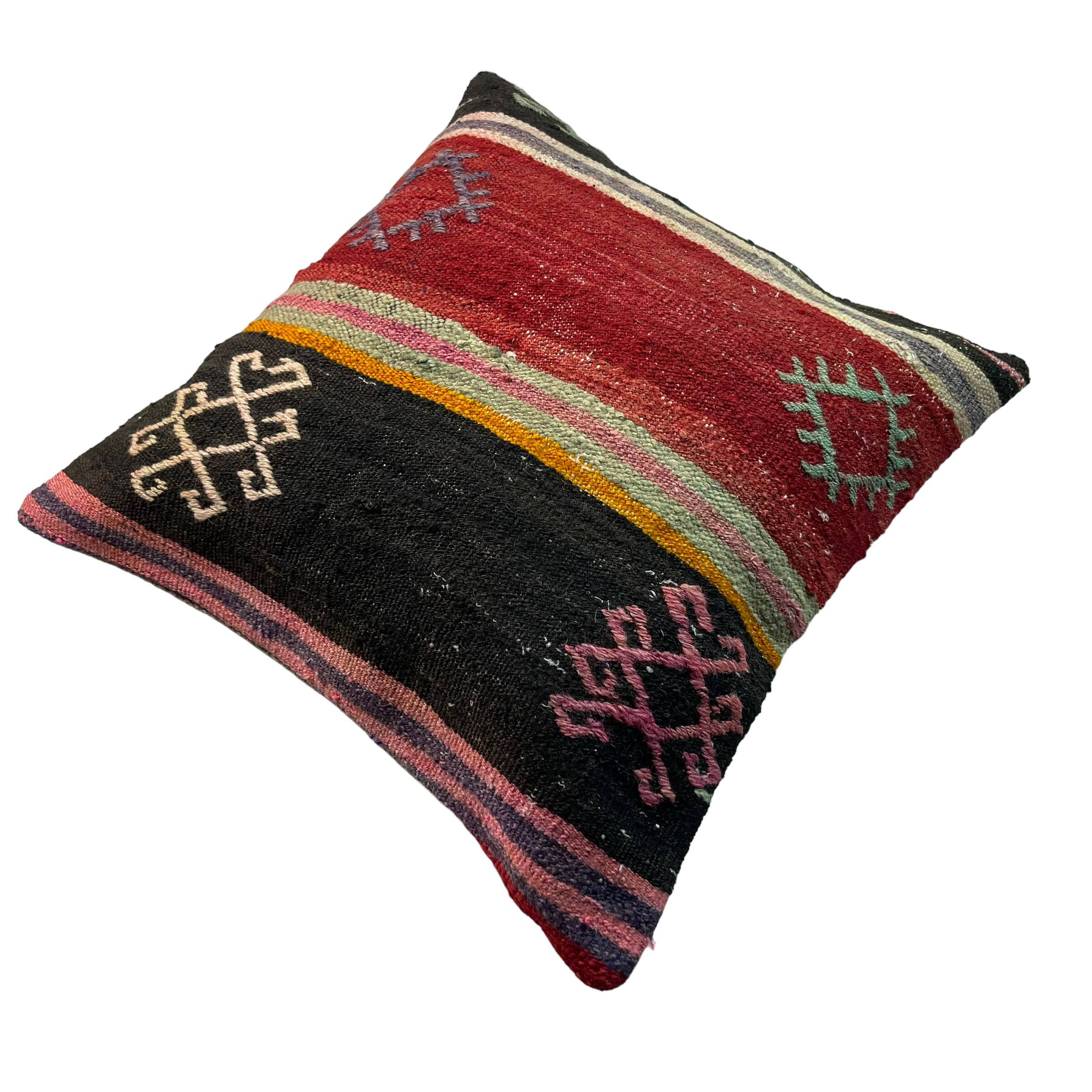 VINTAGE TURKISH KILIM CUSHION COVER , 45 X 45 CM