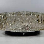 1960s 1970s Ceiling Lamp  Flush Mount in Glass & Metal Space Age Design