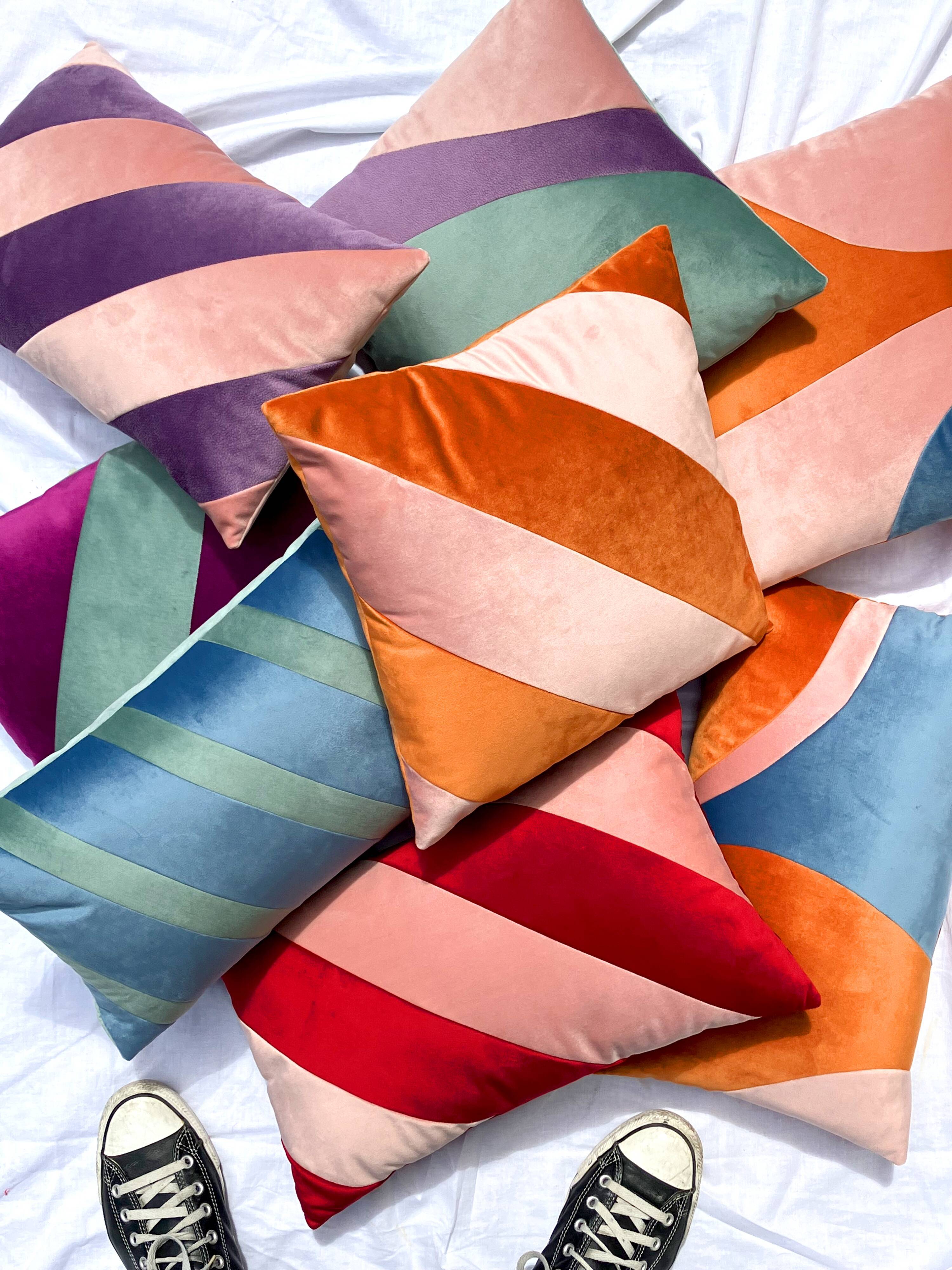 Coussin en velours upcyclé