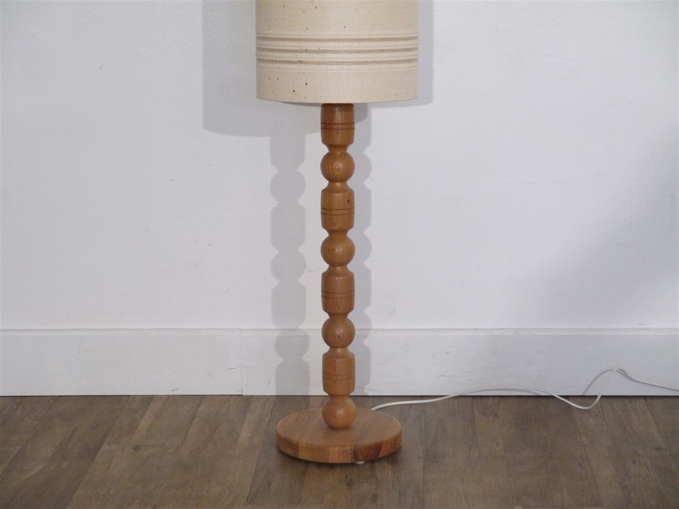 Vintage scandinavian wooden floor lamp 1960