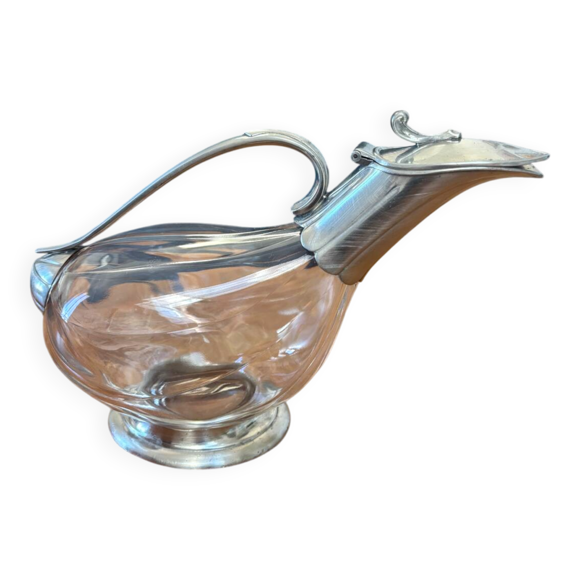 Pewter wine carafe "The Spirit and the Wine" – Exceptional piece – 1.3