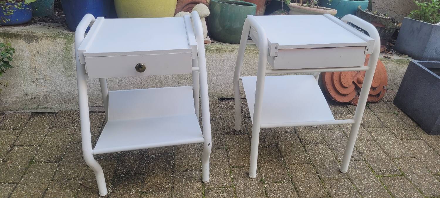 50s boarding school bedside table