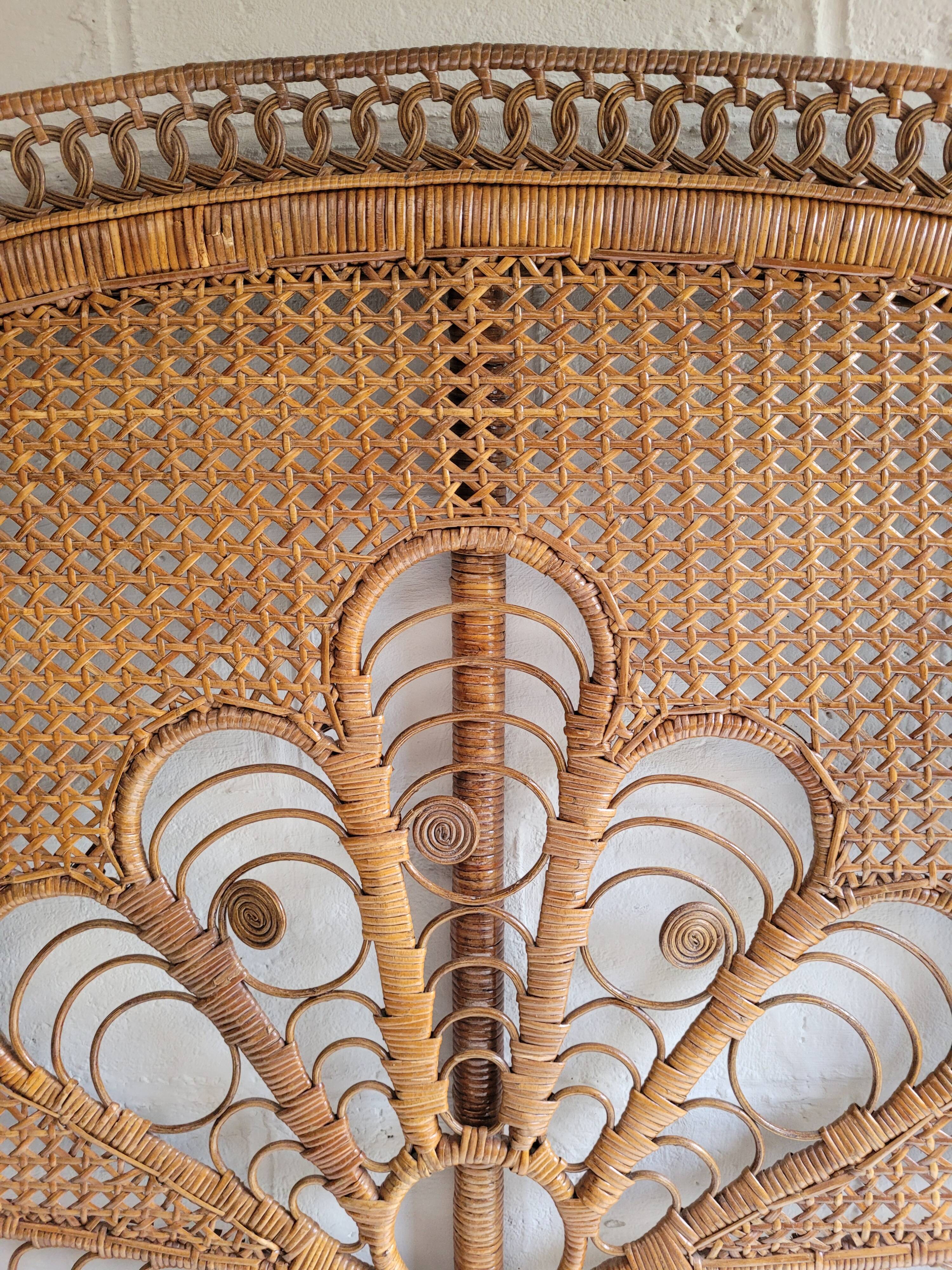 Peacock rattan headboard bed