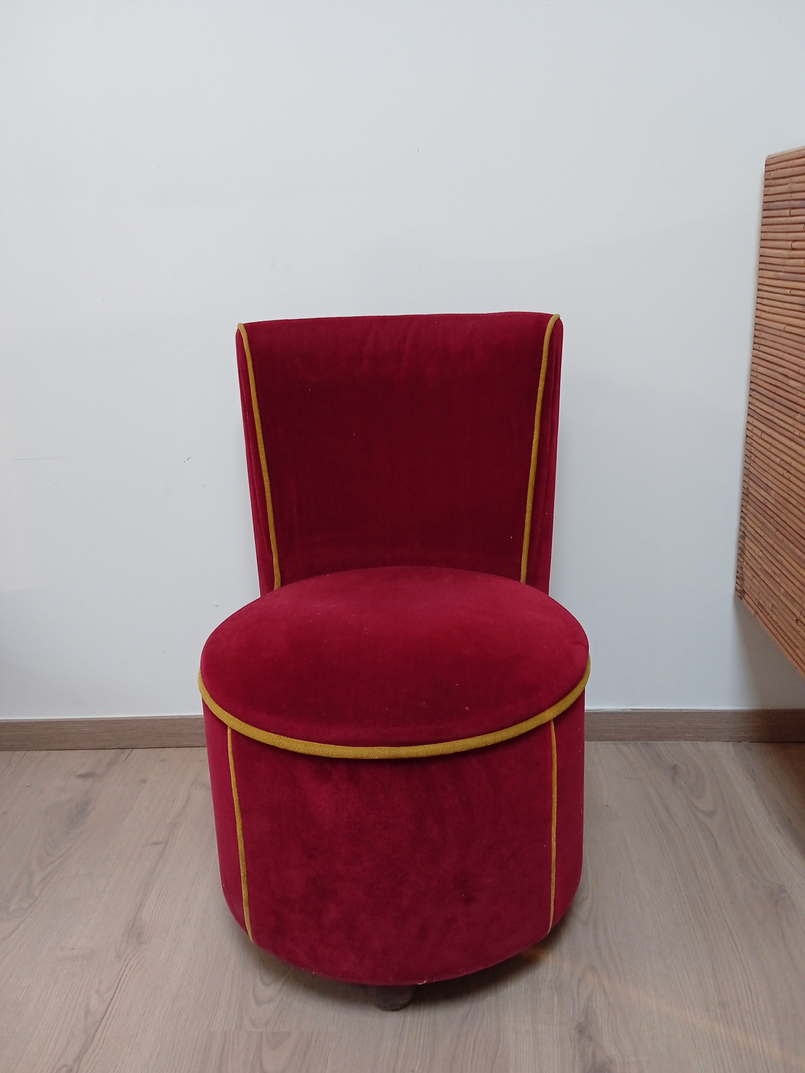 Pair of cabaret armchairs red velvet gold border