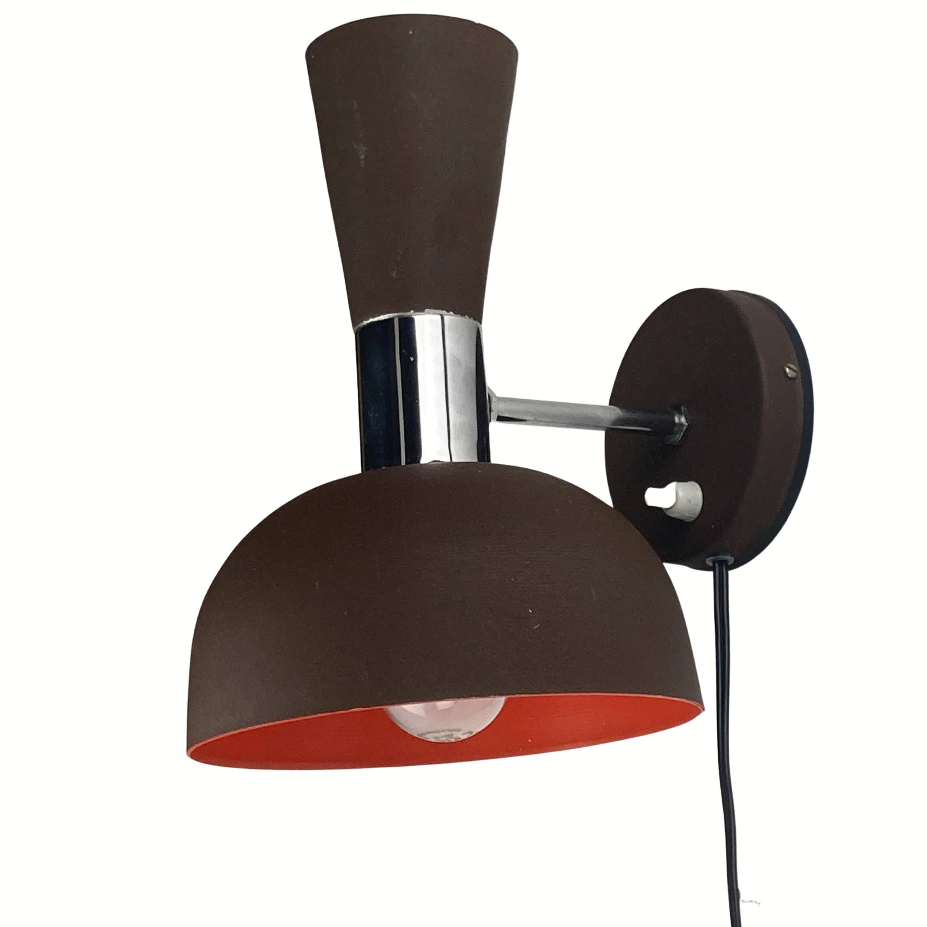 Midcentury brown vintage wall sconces by Herda, Dutch 1970s