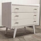 Scandinavian dresser 1960 3 drawers madeover brass bakelite