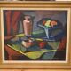 Original mid-century Swedish oil on canvas – “Kubisk Still Life” by Bror Göransson – vintage & framed – 75 × 64 cm (29.5" × 25.2")