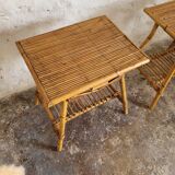 Pair of vintage rattan bedside tables