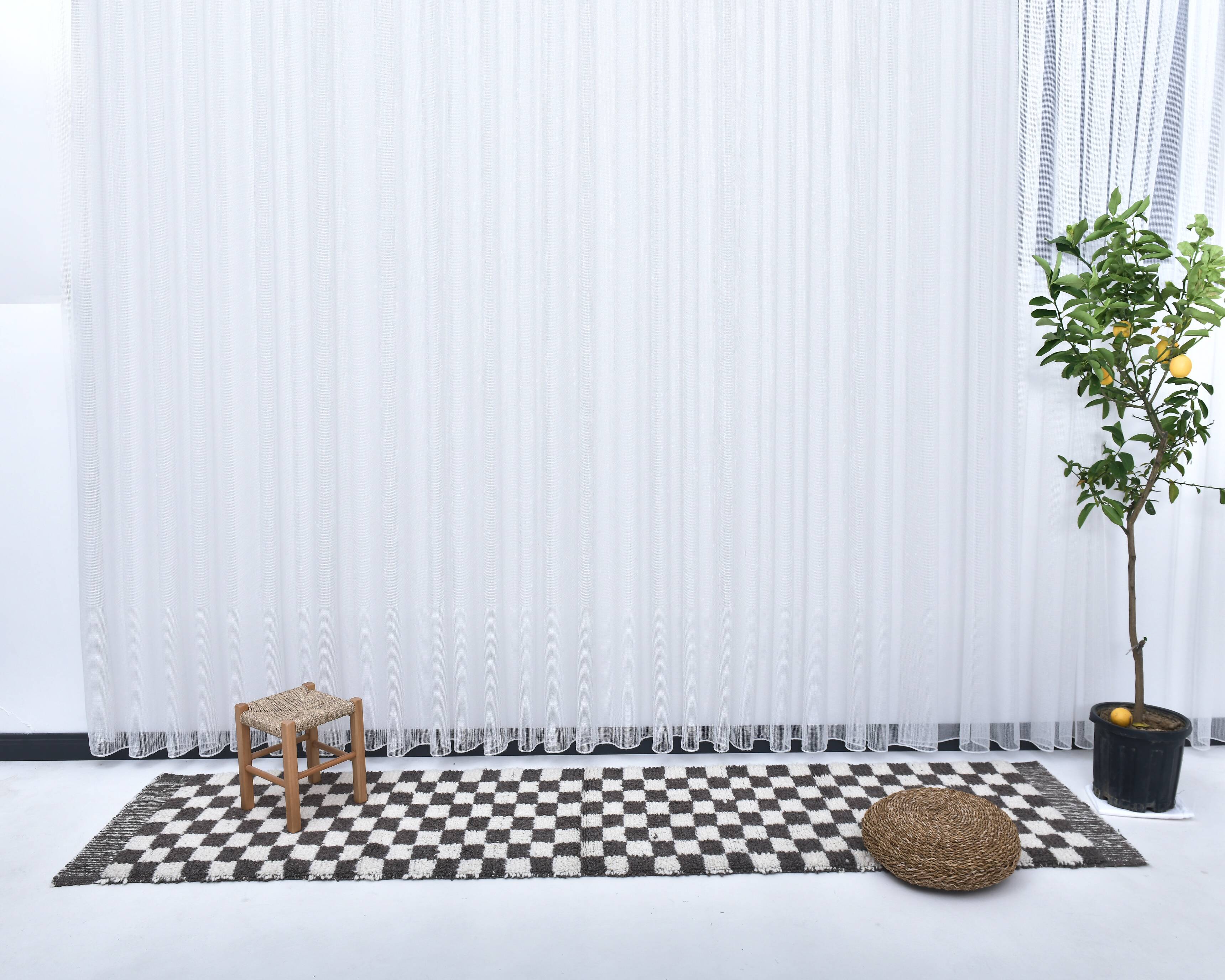 Tapis de couloir à carreaux fait main 2x10 69x308Cm SK241431