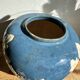 Magnificent Blue Glazed Ceramic Vase with White Plane Tree Leaves Decor
