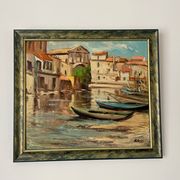 Tableau signé Filhos huile sur panneau 1950  "Martigues"