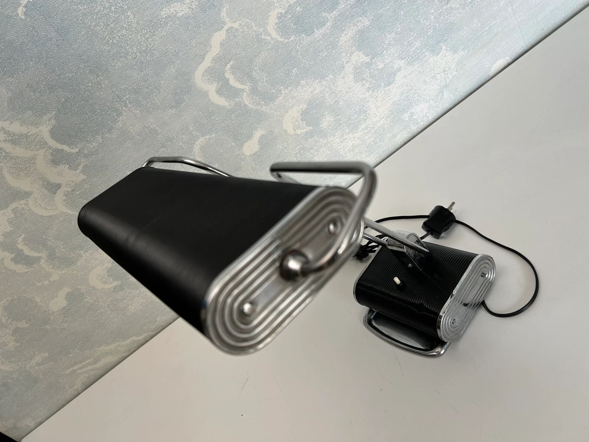 Black and chrome desk lamp model 71 by JUMO, France, 1960s.