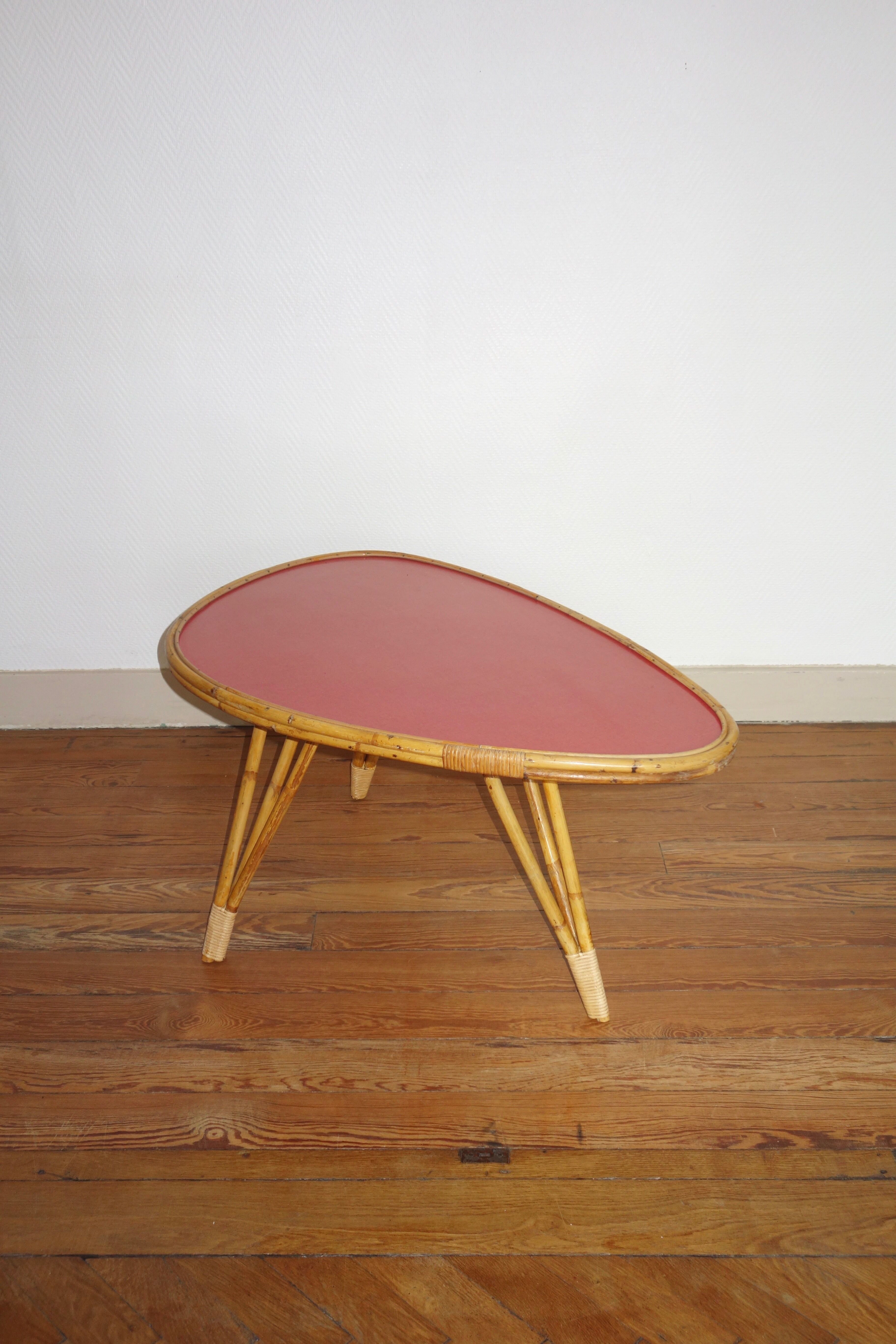 Free form rattan coffee table from the 60