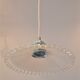White scalloped opaline hanging and chrome metal sleeve