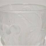 Vase pressed glass molded matte Josef Inwald decoration cherries