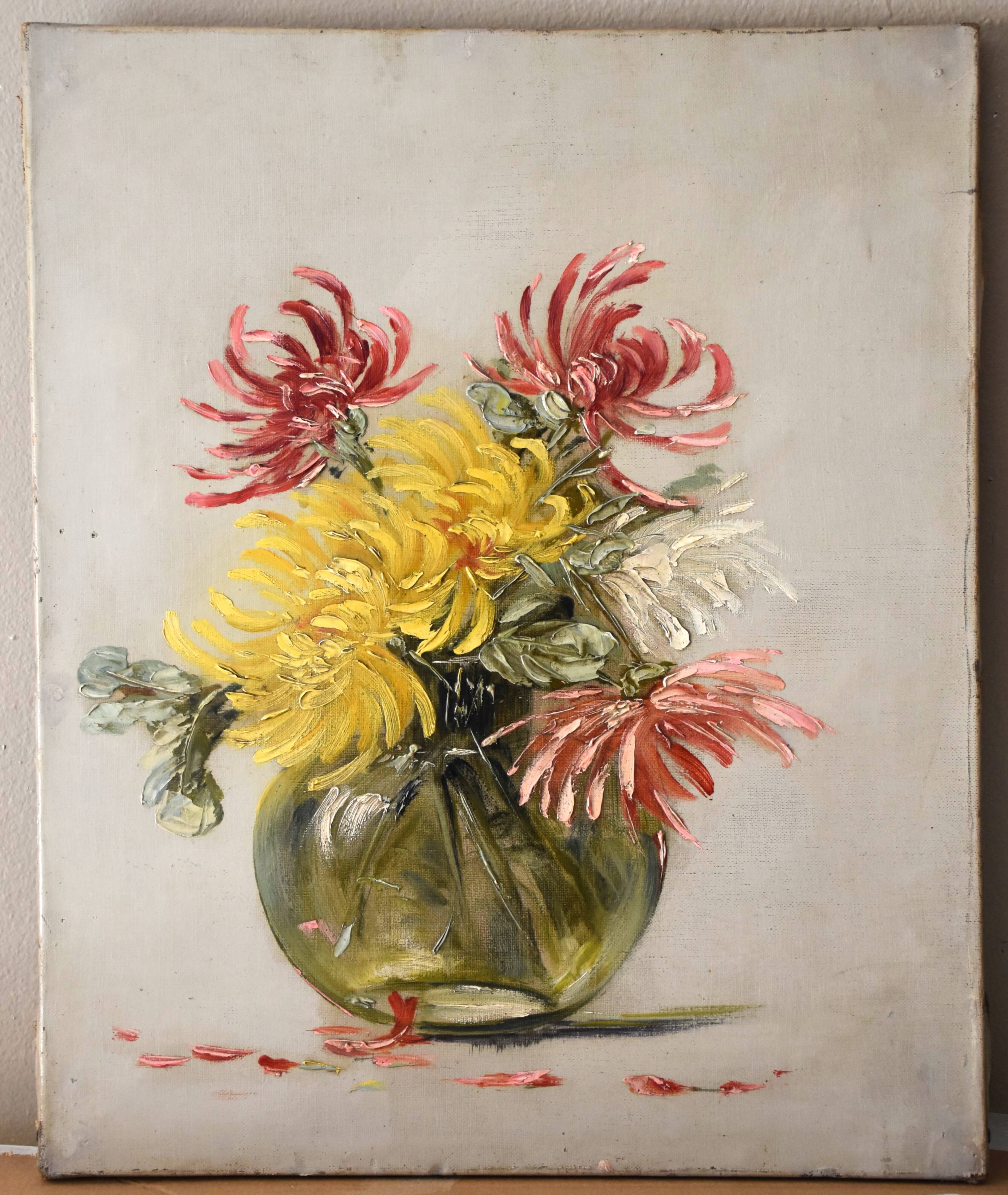 Charles Jung, Chrysanthemums in a Glass Vase (circa 1900)