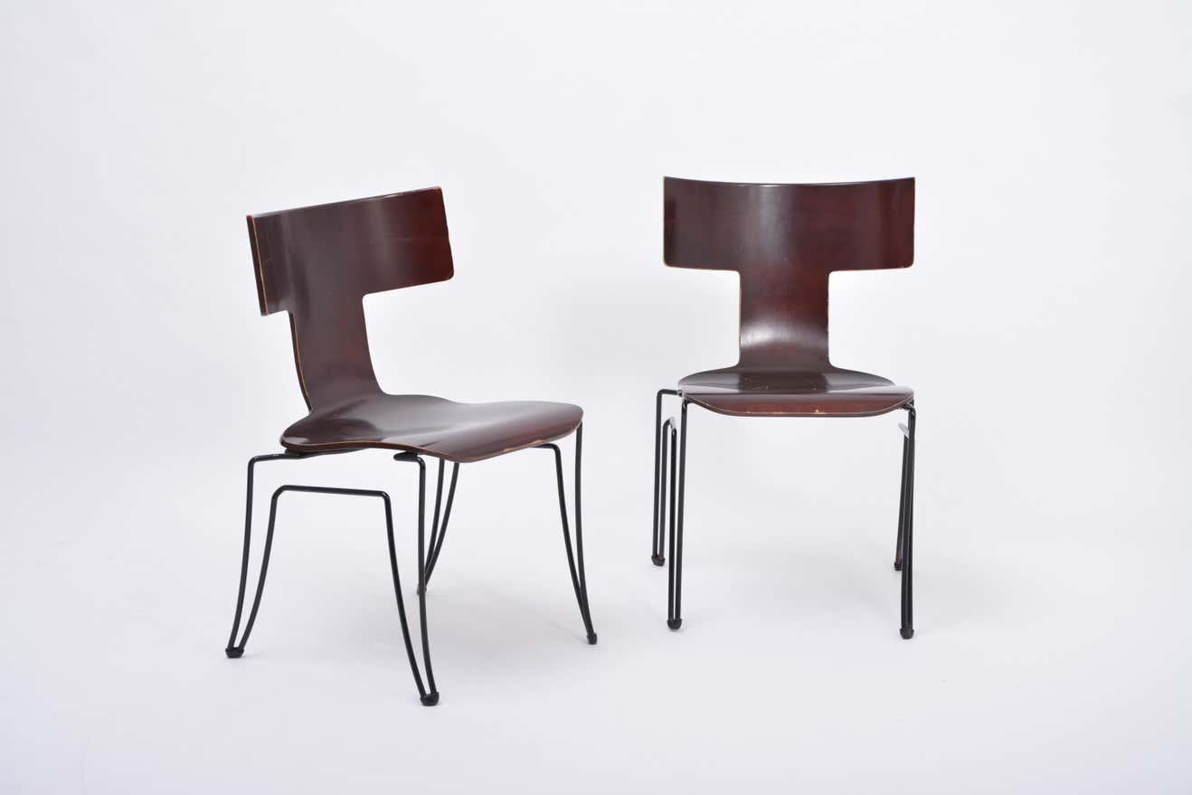 Pair of vintage Anziano dining chairs by John Hutton for Donghia
