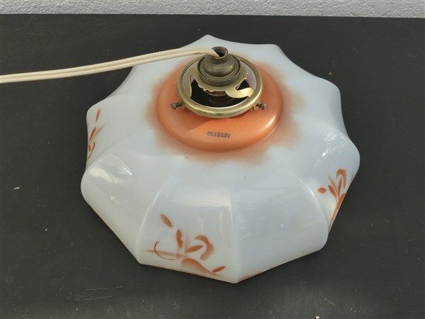 Hanging blown glass opaline glass of 1920s orange milk