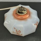 Hanging blown glass opaline glass of 1920s orange milk
