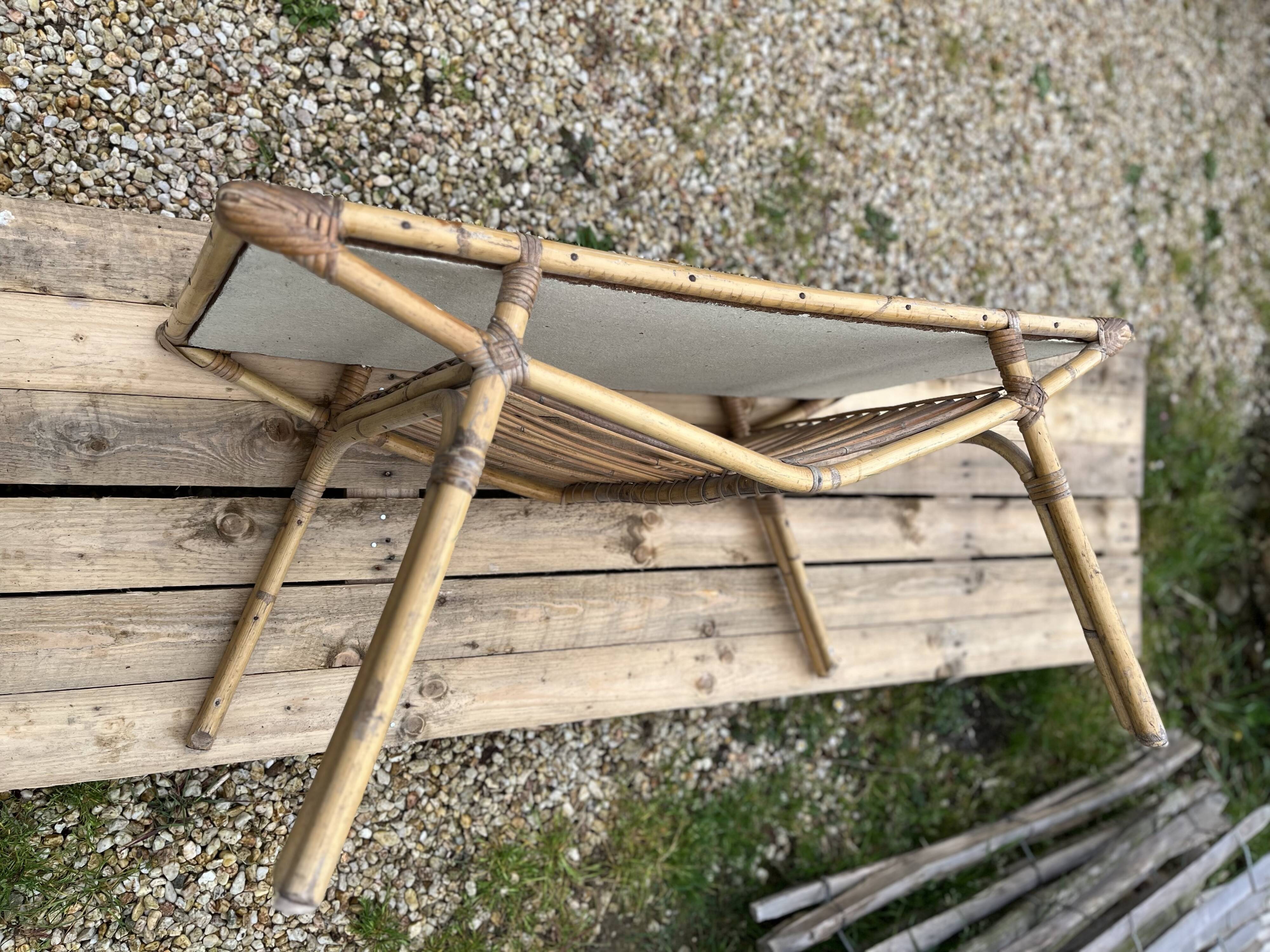Rattan and bamboo coffee table