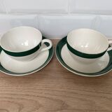 Set of 2 Digoin Sarreguemines cups and saucers