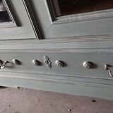 Old 2-door bookcase with chalk paint blue patina
