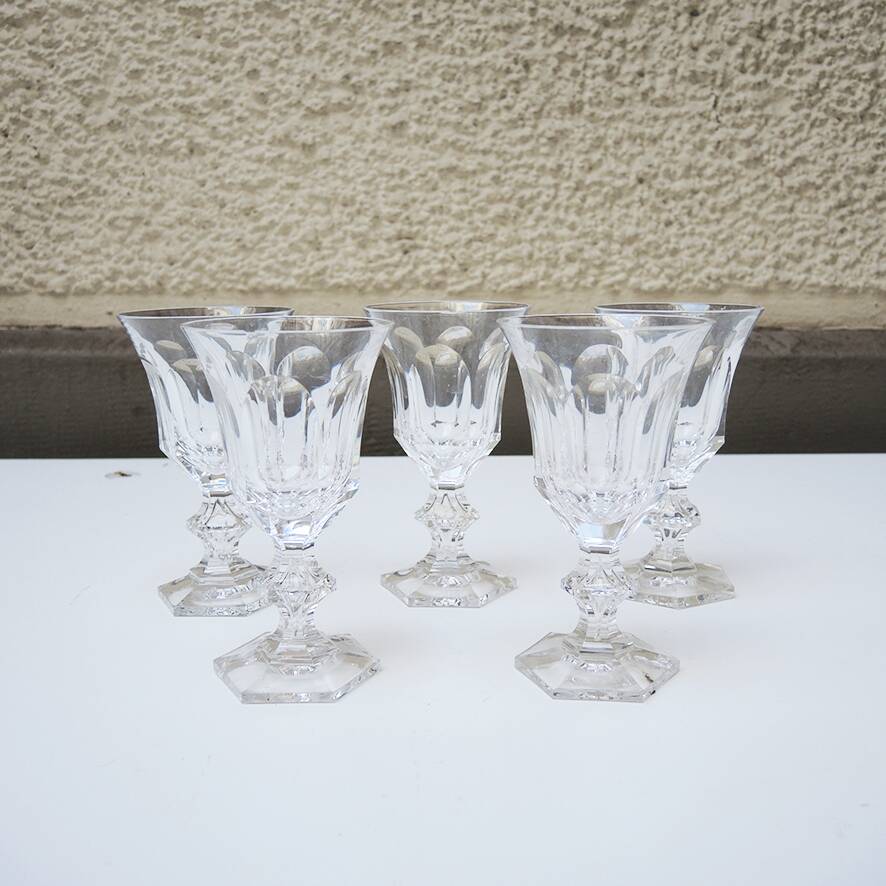 5 Metternich Style Crystal Stemmed Glasses H 13 cm