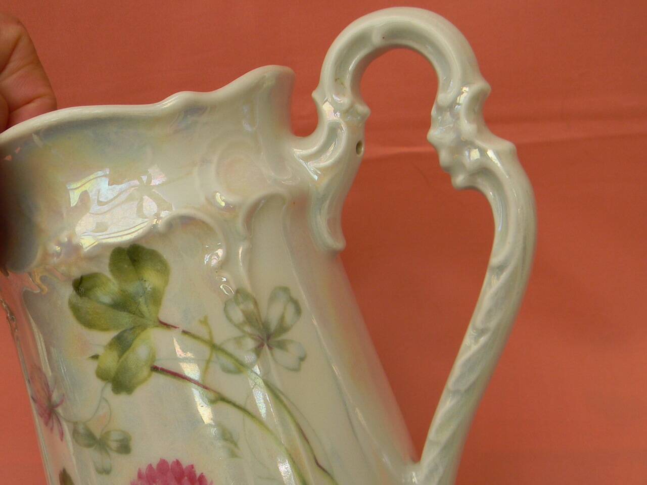 Art Nouveau pitcher in German porcelain.
