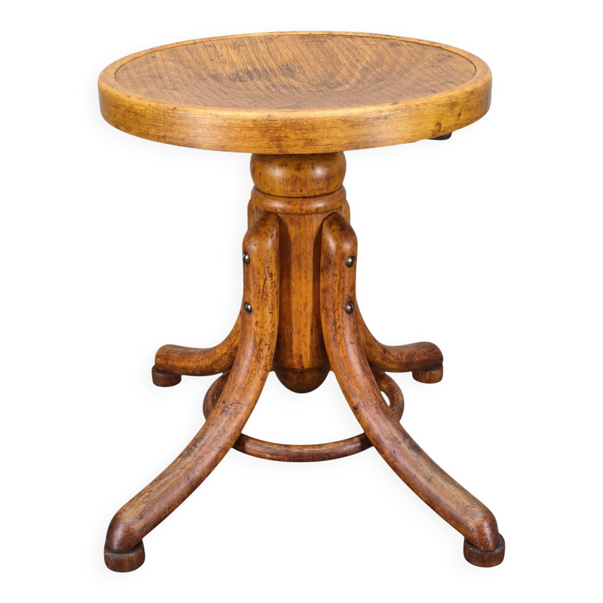 Thonet Bentwood Swivel Piano Stool, Czechoslovakia 1930s