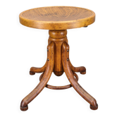 Tabouret de piano pivotant en bois courbé Thonet, Tchécoslovaquie années 1930