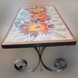Vallauris wrought iron and ceramic coffee table