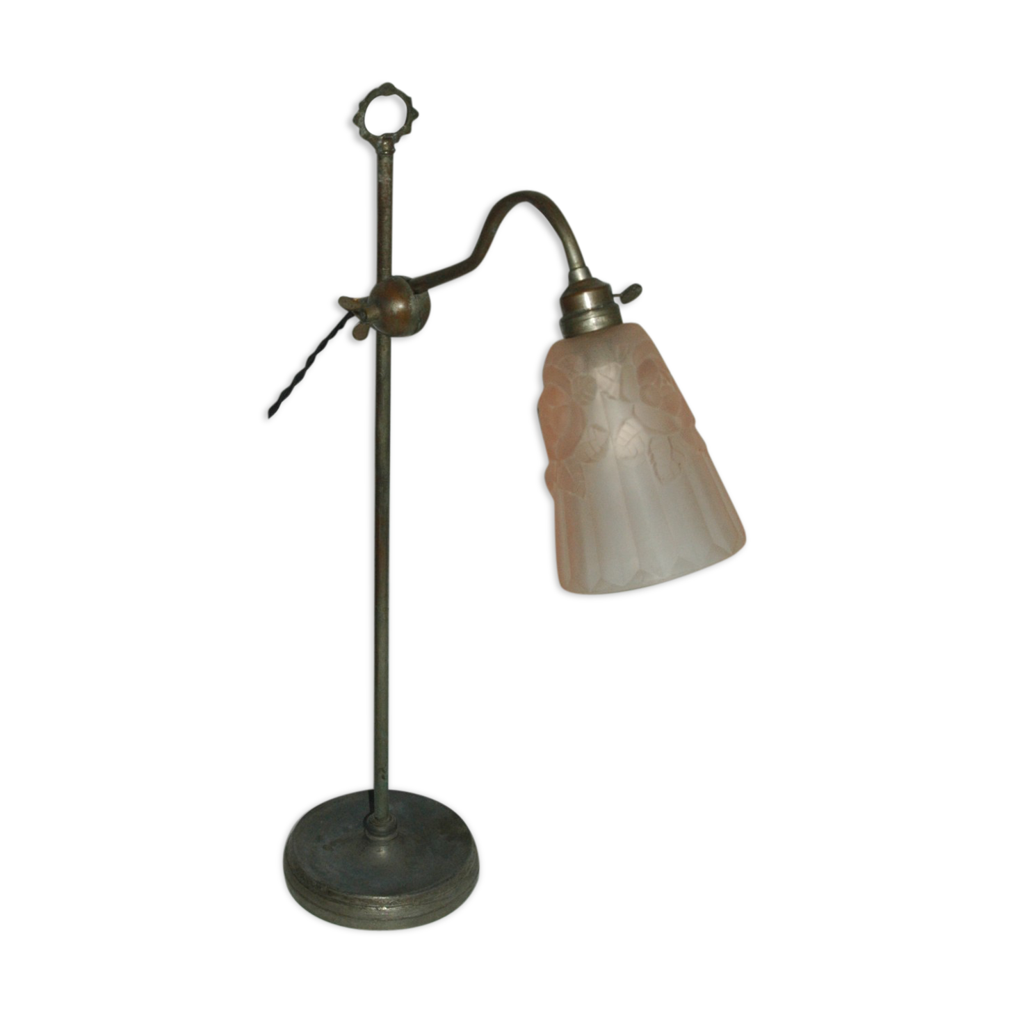 Art-deco lamp articulated brass glass paste