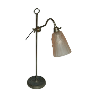 Art-deco lamp articulated brass glass paste