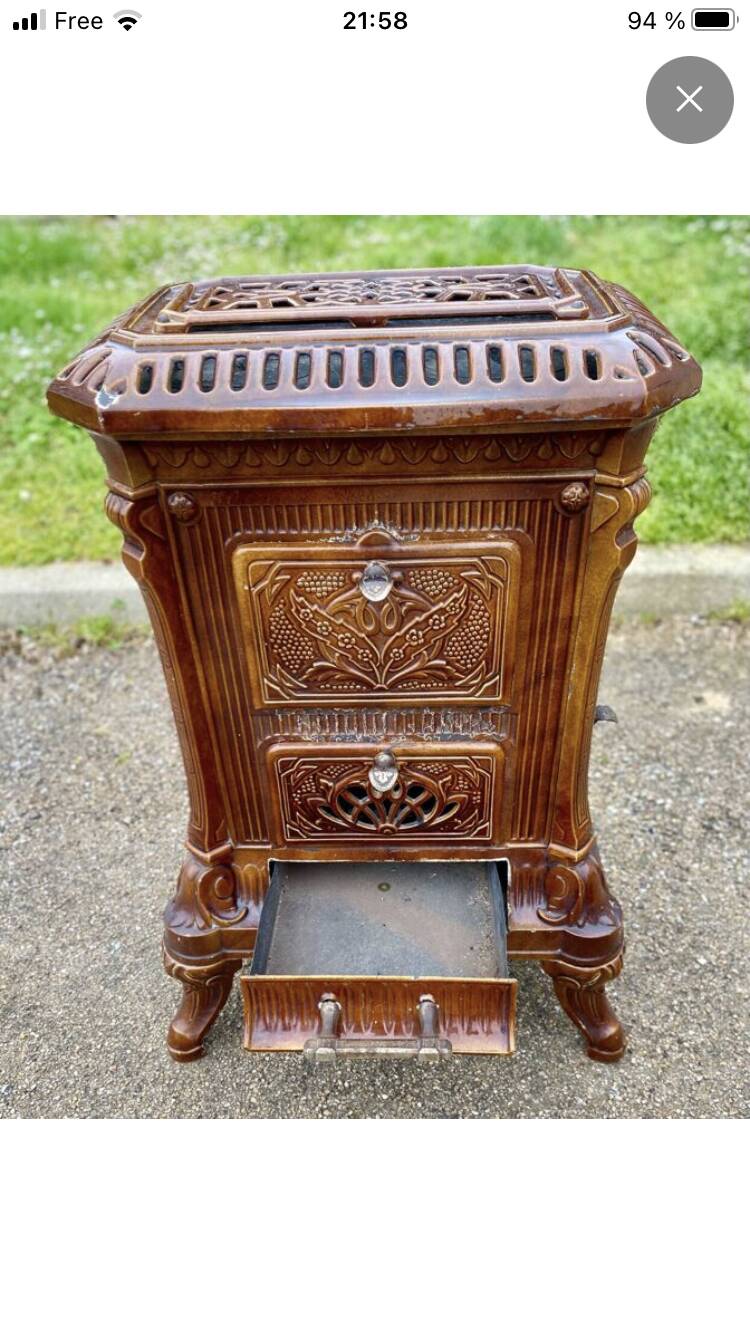 Antique enamelled cast iron pan