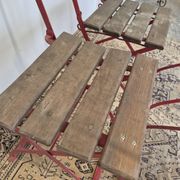 Set of 4 folding chairs for old bistro, guinguette, brasserie