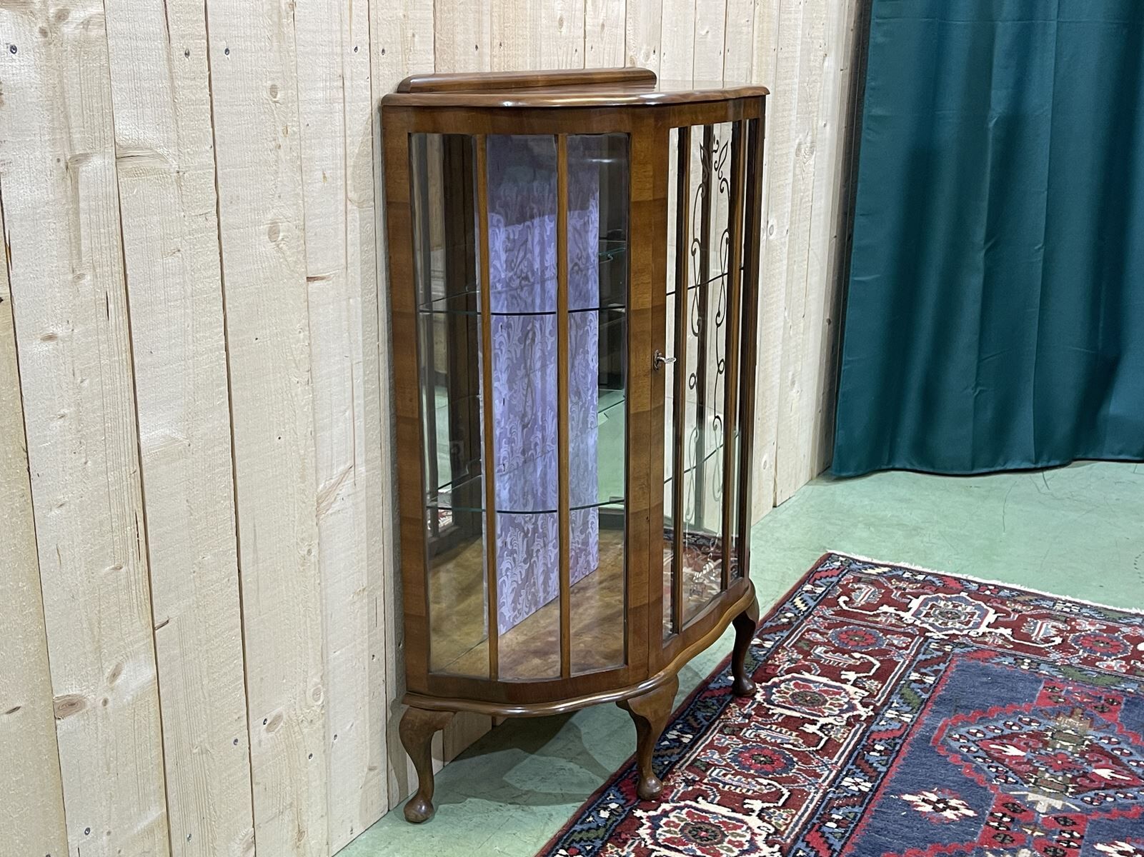 English walnut showcase from the 1930s
