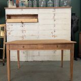 Oak farm table with two drawers