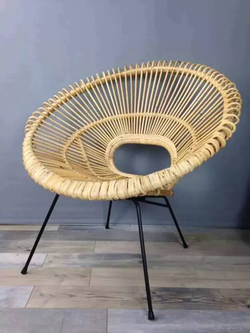 Rattan and metal armchair