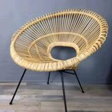Rattan and metal armchair