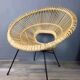 Rattan and metal armchair
